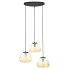 Brilliant Kaizen Pendel Lampe Glass Pendel Lampe Metall Svart Beige | 400mm - Egnet for 3x E27