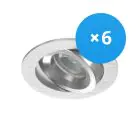 Fordelspakning 6x Noxion Innfelt Spot Drome MR16 Vippbar Aluminium | Utskjæring 69mm - GU10 sokkel