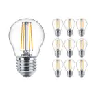 Fordelspakning 10x Philips Corepro LED Lustre E27 Ball filament klar 4.3W 470lm - 827 ekstra varm hvit | erstatter 40W