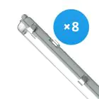 Fordelspakning 8x Noxion LED Lyslister Vanntett Armatur Poseidon V2.0 | Egnet Til 2x120cm LED Lysrør