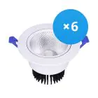 Fordelspakning 6x Bright Choice LED Downlight Runde Vippbar 15W 1200lm 60D - 930 Varm Hvit | 135mm - Utskjæring 110mm - UGR 
