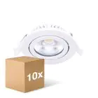 Fordelspakning 10x Noxion LED Vippbar Slim Spot Hvit Runde 5W 550lm 60D - 940 Kald Hvit | 85mm - IP54 - Dimbar - Beste Fargegjengivelse