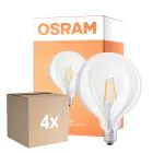 Fordelspakning 4x Osram SuperStar LED E27 Globe 125mm filament klar 7W 806lm - 822-827 Dim to Warm | dimbar - erstatter 60W